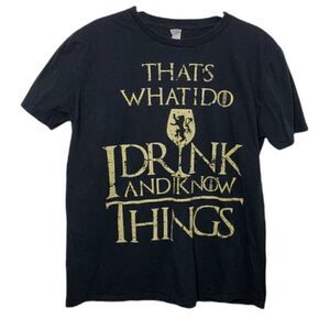 GAME OF THRONES t-shirt I drink and I‎ know things black short sleeve L